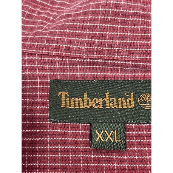 Mens Timberland Red Plaid Button-down Long-sleeve Shirt 2XL - Picture 6 of 9